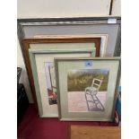 A signed print after Vernon Ward and three watercolours by Jim Franklin