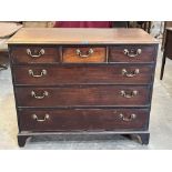 A George III mahogany chest of three short over three long drawers, raised on bracket feet. 45' wide