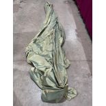 A pair of green silk curtains. Unlined. 120' wide x 144' drop approx. Each curtain