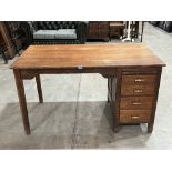 An early 20th century oak office desk. 54' wide