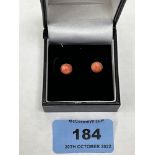 A pair of 9ct coral earrings