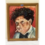 SHELBAY. BRITISH 20TH CENTURY A portrait of Dylan Thomas. Signed. Oil on board 20' x 15¾'