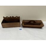 An early 19th century oak mural candle box, 11¼' wide and an oak cutlery tray