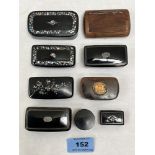 8 snuffboxes and a pill box