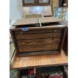 An oak engineer's tool chest of four drawers. 16' wide