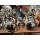 A pair of chrome hanging lamps. 11½' high. Emporio Arts