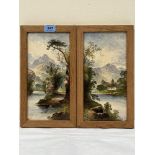 WILLIAM (BILLY) YALE. BRITISH 19TH CENTURY A pair of ceramic plaques depicting a mill in a landscape