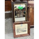 A Victorian mahogany framed print of Newtown and a wall mirror