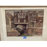 C.W. JONES. BRITISH 20TH CENTURY A canal and industrial buildings. Signed. Watercolour 10½' x 14'