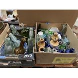 Two boxes of old bottles, stoneware jars etc.