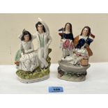 Two 19th century Staffordshire groups, sailor with female companion and a French man and lady with