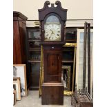 An early 19th century oak and mahogany 30hr longcase clock, the painted break-arch dial signed J.