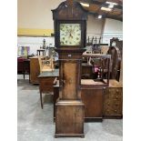 An early 19th century oak, mahogany and inlaid 30hr longcase clock, the 12' dial painted with bird