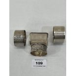 Four silver napkin rings. 2ozs 15dwts