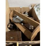 A box of treen and sundries