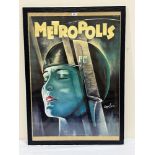 AFTER KURT DEGEN A poster facsimile print for the 1927 Fritz Lang film Metropolis. 39' x 27'. Modern