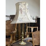 A brass table lamp