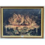ZOLTAN HECHT. HUNGARIAN AMERICAN 1890-1969 A fiery surrealist landscape. Signed and dated 1960.