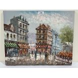 CAROLINE C. BURNETT. BRITISH CONTEMPORY A Parisienne street scene. Signed. Oil on canvas. 16' x 20'.