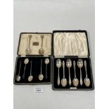 A cased set of six George VI silver teaspoons, Birmingham 1940 and five cased silver coffee spoons