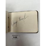 An autograph book with signatures of George Formby, Cyril Fletcher, Suzette Tarri etc.