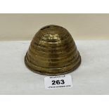 A Victorian brass bee skep moneybox. 3½' diam