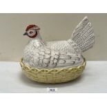 A Victorian hen on basket egg dish. 11' long