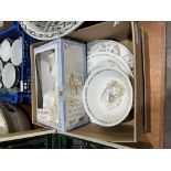 A box of Wedgwood nursery ceramics