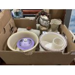 Two boxes of chamber pots etc.