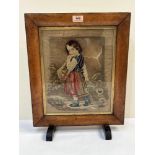 A 19th century maple framed needlepoint picture of a young child, the textile 13½' x 10½'. Adopted