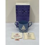 A Wedgwood blue jasparware loving cup to commemorate The Visit of Pope John Paul II 1982. Limited