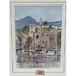 20TH CENTURY SCHOOL A continental harbour scene. Indistinctly signed. Watercolour 10¼' x 7½'