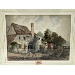 ENGLISH SCHOOL. 19TH CENTURY A cottage by a ruined castle. Signed initials WRP and dated 1815.