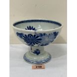 An oriental blue and white decorated pedestal bowl. 6¼' diam.
