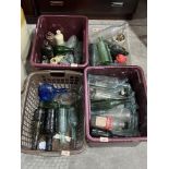 Four boxes of old bottles