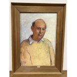 AVRIL GILMORE. BRITISH Fl. 1957-1983 A portrait 'Roger'. Signed. Oil on canvas 30' x 24'