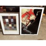 A framed poster, V for Vendetta, Matrix Trilogy 36' x 24'; Together with a framed print after Paul