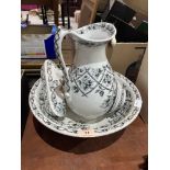 A Victorian washstand jug and bowl set