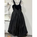 A Temple Brooks black chiffon and velvet ball gown. Size 42