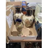 A pair of Lovatt leadless glaze baluster vases, 8' high and a Royal Doulton bud vase