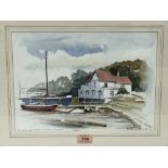 GEOFFREY J. BECKETT. BRITISH 1932-2019 The Butt and Oyster, Pin Mill, Suffolk. Signed, dated 2001