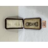 A 19th century silver desk seal in Morocco case. 3¼' high