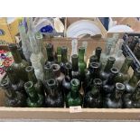 A collection of old bottles including many from Oswestry