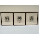 Three 19th century German costume engravings. Each 7½' x 6'