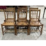 A set of six 19th century 'clisset' country side chairs. One seat a modern replacement
