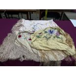 Three silk embroidered shawls