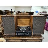 An early 1970s Hacker Centurion MKII radiogram with a pair of Hacker LS1000 loudspeakers