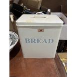 An enamel bread bin and cover. 12' high