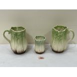 A pair of Sylvac celery vases and a Sylvac spring onion jar (3)