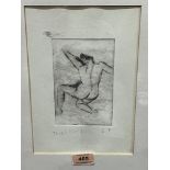 AFTER LUCIEN FREUD Male nude. Inscribed Trial Proof. Bears initials L.F. Etching 5¾' x 3¾' plate